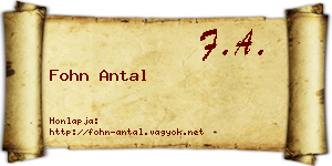 Fohn Antal névjegykártya